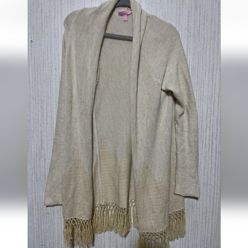Lilly Pulitzer Size Large Cream/Gold Tatum Cardigan